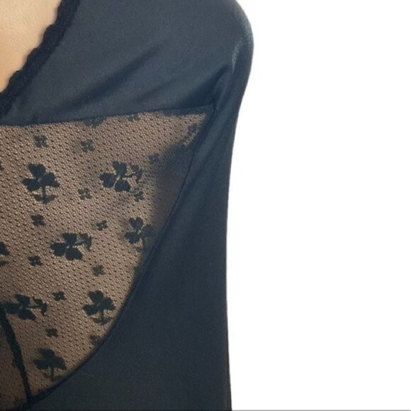Vintage Jolie Two JC Penny Nightgown Black Size Large Lace Floral Nylon - Picture 6 of 12
